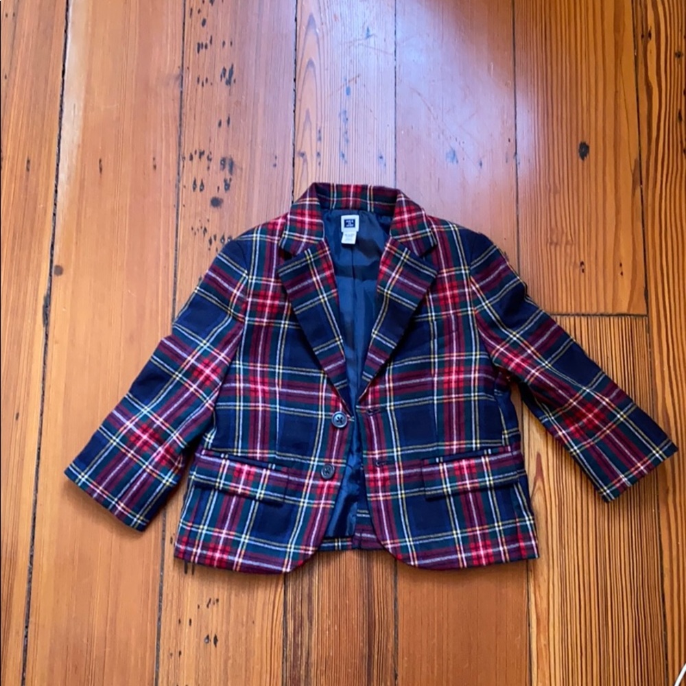 Janie & Jack plaid holiday Blazer. 18-24m